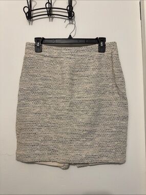 Ann Taylor Cream and Gray Tweed Mini Skirt